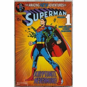 DC Comics & TM Superman #1 19X13 Wood Wall Art Poster! Kryptonite Nevermore!